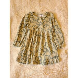 ZARA Ribbed Green Floral Dress size 2-3 girls